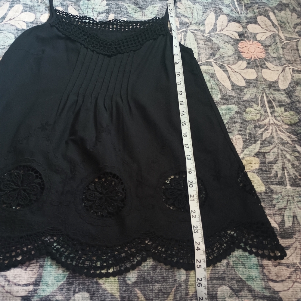Unbranded Womens Dark Cottagecore Tank Top Small Black Eyelet Embroidered - Picture 8 of 9